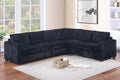 Poundex F8335 4 pc black corduroy fabric upholstered 119" sectional sofa