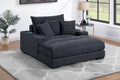Poundex F8337 Black wide welt corduroy fabric wide chaise lounger with cup holders and USB ports