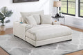 Poundex F8338 Beige wide welt corduroy fabric wide chaise lounger with cup holders and USB ports