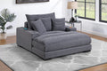 Poundex F8339 Grey wide welt corduroy fabric wide chaise lounger with cup holders and USB ports