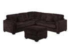 Poundex F8354 4 pc Coffee brown fur like jumbo corduroy fabric 99" sectional sofa with ottoman