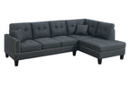 Poundex F8370 2 pc charcoal linen like fabric sectional sofa with chaise and nail head trim