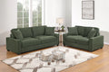Poundex F8393 2 pc forest green corduroy fabric sofa and love seat set with square arms