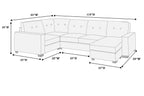 Poundex F8396 3 pc mocha waffle suede fabric U shaped sectional sofa with reversible chaise