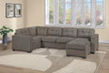 Poundex F8396 3 pc mocha waffle suede fabric U shaped sectional sofa with reversible chaise