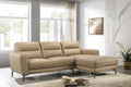 Poundex F8426 2 pc taupe top grain leather modern style sectional sofa with chaise dark legs