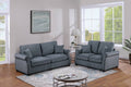 Poundex F8429 2 pc dark grey corduroy fabric sofa and love seat set with rounded arms