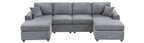 Poundex F8450 4 pc fog grey corduroy fabric sectional sofa with double chaise