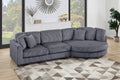 Poundex F8457 2 pc dark grey corduroy fabric extra large sectional sofa with rounded cuddle chaise