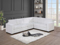 Poundex F8466 4 pc milk white corduroy fabric upholstered reversible sectional sofa