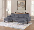 Poundex F8471 3 pc dark grey corduroy fabric sectional sofa with double chaise and tapered legs