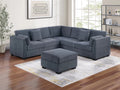 Poundex F8479 4 pc dark grey corduroy fabric upholstered sectional sofa with ottoman