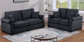 Poundex F8497 2 pc black corduroy fabric sofa and love seat set with rounded arms