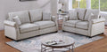 Poundex F8499 2 pc ivory corduroy fabric sofa and love seat set with rounded arms