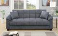 Poundex F8500 Grey tufted microfiber fabric futon folding sofa bed with storage underneath seat folding back