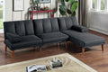 Poundex F8513-14 2 pc black polyfiber sofa futon and chaise sectional AJ homes studio lakeview winston porter kasen