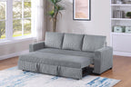 Poundex F8525 Fog grey corduroy fabric sofa futon pull out sleep area pop up chaise