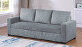 Poundex F8525 Fog grey corduroy fabric sofa futon pull out sleep area pop up chaise