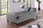Poundex F8527 Gray fabric adjustable storage sofa futon with storage under seat and folding back