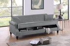 Poundex F8527 Gray fabric adjustable storage sofa futon with storage under seat and folding back