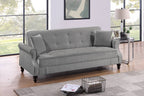 Poundex F8527 Gray fabric adjustable storage sofa futon with storage under seat and folding back
