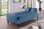 Poundex F8528 Blue fabric adjustable storage sofa futon with storage under seat and folding back