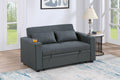 Poundex F8533 Charcoal linen like fabric sofa set pull out sleep area folding back cup holders in arms