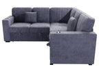 Poundex F8555 3 pc Dark grey corduroy fabric sectional sofa with pop up sleep area and storage love seat cup holders and USB charging