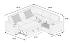 Poundex F8556 3 pc Beige corduroy fabric sectional sofa with pop up sleep area and storage love seat cup holders and USB charging