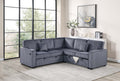 Poundex F8555 3 pc Dark grey corduroy fabric sectional sofa with pop up sleep area and storage love seat cup holders and USB charging