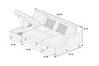 Poundex F8557 3 pc Smoke grey corduroy fabric sectional sofa with double storage chaise and pop up sleep area in center