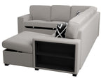 Poundex F8562 4 pc Beige boucle fabric sectional sofa with storage chaise and love seat and pop up sleep area in center drop down tray tables