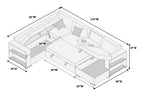 Poundex F8562 4 pc Beige boucle fabric sectional sofa with storage chaise and love seat and pop up sleep area in center drop down tray tables