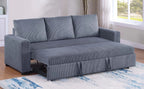 Poundex F8564 Dark grey corduroy fabric sofa futon pull out sleep area pop up chaise
