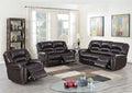 Poundex F86268-69 2 pc Latitude run power motion brown bonded leather sofa and love seat set recliner ends