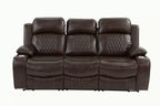 Poundex F86403-02 2 pc Diligent power motion brown leatherette sofa and love seat set power headrests