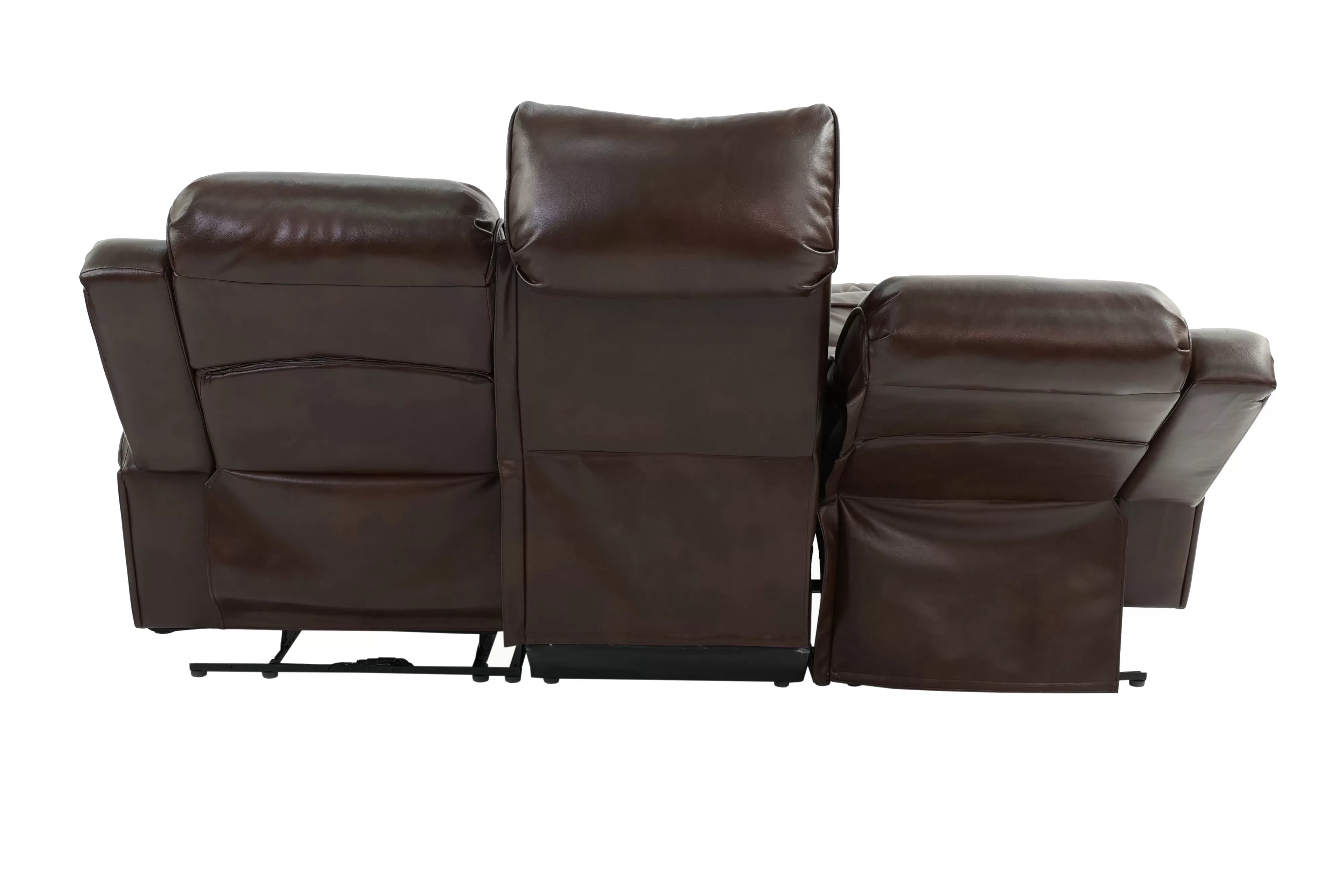 Poundex F86403-02 2 pc Diligent power motion brown leatherette sofa and love seat set power headrests