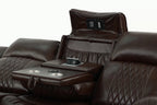 Poundex F86403-02 2 pc Diligent power motion brown leatherette sofa and love seat set power headrests