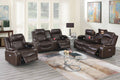 Poundex F86403-02 2 pc Diligent power motion brown leatherette sofa and love seat set power headrests
