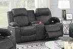 Poundex F86406-05 2 pc Diligent power motion charcoal leatherette sofa and love seat set power headrests