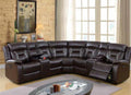 Poundex F86610 3 pc two tone dark brown leatherette power motion recliners sectional sofa with consoles