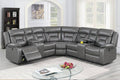 Poundex F86611 3 pc two tone gray leatherette power motion recliners sectional sofa with consoles