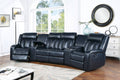 Poundex F8780 5 pc navy blue gel leatherette theater sectional sofa with recliners Red barrel studio breese