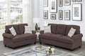 Poundex F8835 2 pc Dillion dark coffee chenille fabric sofa and love seat set rounded arms