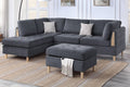 Poundex F8852 3 pc charcoal chenille fabric reversible chaise sectional sofa and storage ottoman wood accents Canora gene