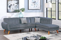 Poundex F8867 2 pc dark grey velvet fabric sectional sofa with tufted back Mid century modern A&J homes studio belinda abigail