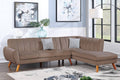 Poundex F8868 2 pc light brown velvet fabric sectional sofa with tufted back mid century modern A&J homes studio belinda abigail