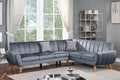 Poundex F8870 2 pc dark grey velvet fabric sectional sofa with tufted back Mid century modern A&J homes studio