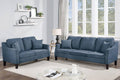 Poundex F8878 2 pc navy blue blended chenille fabric sofa and love seat set Red barrel studio