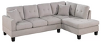 Poundex F8885 2 pc mushroom tweed like velvet fabric sectional sofa with chaise and nail head trim